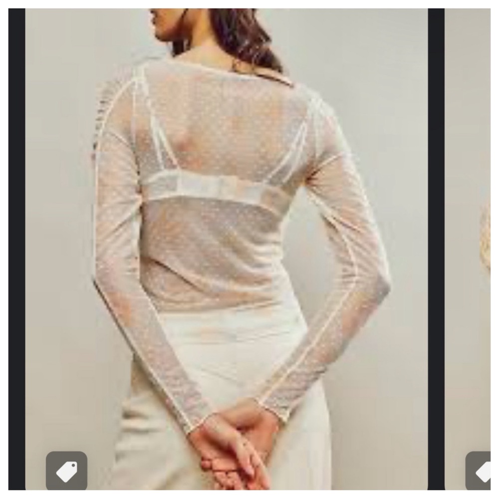 Free People Spot Light Long
Sleeve Sheer Top ~ Ivory Sz XS NWT! SOLD OUT ONLINE - Picture 3 of 10